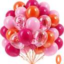 BAUANOOY Pink and Orange Balloons, 60pcs 12 Inch Pink and Orange Party Decorations with Confetti Balloons for Bachelorette Tropical Luau Party Engagement Birthday Party Decorations