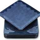 vicrays Ceramic Square Plates Set of 6 - Porcelain 8 inch Dinner Plates for Salad Dessert Appetizer Bread - Microwave Oven and Dishwasher Safe - Blue