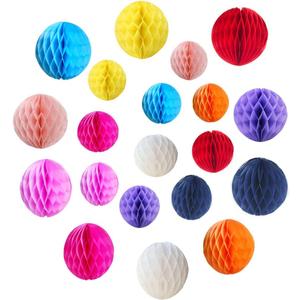 20pcs Honeycomb Flower Balls - Party Decoration Paper Flower Balls Tissue Paper Pom Poms for Birthday Wedding Home Decor (3inch+6inch, Colorful)