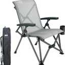 SUNNYFEEL Folding Camping Chair Heavy Duty Ergonomic Chairs Support 500lbs with Adjustable Breathable High Back Support and Cup Holder, Aluminum Frame for Fishing, Camp, Beach, Lawn, RV, Patio