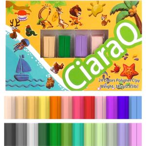 CiaraQ 24 Colors Small Block Polymer Clay Starter kit, Oven Bake Clay, CPSC Conformed Non-Toxic Molding DIY Clay, Great for Kids, Beginners