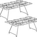 Patelai 2 Pieces Ice Cream Cone Baking Racks Cupcake Display Racks Cupcake Cone Stands Cupcakes Holders for Home Kitchen Baking Cooking Ice Cream Tools Supplies(Silver)