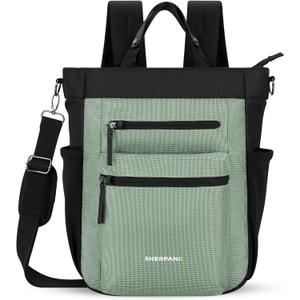 Sherpani Soleil, Anti Theft Convertible Backpack, 3 in 1 Tote, Crossbody Purse, 18L Travel Bag, RFID Protection, Fits 13 Laptop (Aloe Mist), One Size