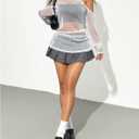 SOLY HUX Womens Sheer Mesh Loose Long Sleeve T Shirt (Gray, L)