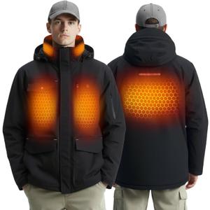 InoKraft Heated Jacket for Men with Rechargable Battery and USB-C Cable, Winter Outdoor Soft Shell Electric Heating Coat