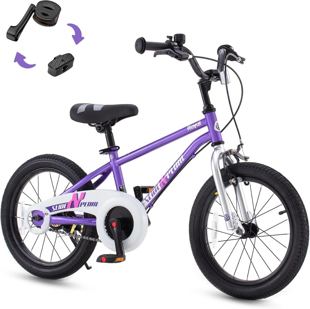 RoyalBaby EZ Kids Bike,Balance and Pedal Bicycle for Boys & Girls Beginner,14 16 18 Inch Toddlers to Big Kids 3-9 Years