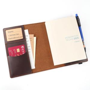 Krozur Hobonichi Techo Original Planner Cover A6, Genuine Leather, Leather Cover for Hobinichi Techo Original Planner A6, with a Build-In Pen Loop, Chestnut