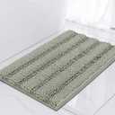 Turquoize Luxury Chenille Bath Rug for Bathroom Rugs Extra Absorbent Bath Mat Non Slip Microfiber Shower Rug for Bathroom Microfiber Shaggy Carpet Rug Size, 17"x 24", Sage