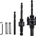 GEINXURN General Quick Change Hole Saw Mandrel, 7/16-Inch and 3/8 Inch Hole Saw Arbor with 3Pcs Central Drill/2PCS Hex wrench/2Pcs Spring