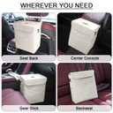 Car Trash Can Bin with Lid - Collapsible Car Garbage Can with Storage Pockets-Beige Mini Leakproof Vehicle Trash Bag-Small Automotive Organizers and Storage for Back/Front Seat SUV Truck Accessories
