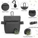 Dog Treat Pouch and Dog Training Clicker, Treat Bag with Poop Bag Dispenser, Powerful Magnetic Clasp, Metal Clip Waist Belt Fanny Pack for Pet Walk Dog Training (Dark Grey)