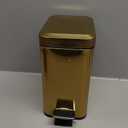 mDesign Slim Metal Rectangle 0.8 Gallon Trash Can with Step Pedal, Easy-Close Lid, Removable Liner - Narrow Wastebasket Garbage Container Bin for Bathroom, Bedroom, Kitchen, Office - Soft Brass