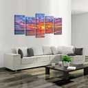 KREATIVE ARTS - 5 Pieces Modern Canvas Painting Wall Art Colorful Sunset Over Ocean on Maldives Seascape Picture Print On Canvas Giclee Artwork For Wall Decor (Large Size: L 60'' x H 32'')