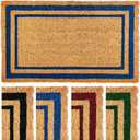 Ecomills Blue Border Coco Coir Doormat, 22" x 36", Non-Slip Backing Front Door Mat for Outdoor Indoor Entrance (1'10" x 3' (Rectangular))