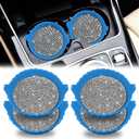 2 x Bling Car Cup Holder Coaster,Non-Slip Sparkly Crystal Rhinestone Car Cup Holder Coasters,Non-Slip Durable Car Coasters,Universal Car Cup Holder Insert(Dark Blue Whole Rhinestone, 4 Pack)