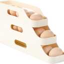 Li&Zhao Rolling Egg Dispenser for Refrigerator - Automatic Egg Holder for Fridge Space Saving Egg Tray Organizer for Countertop, Kitchen Storage(White)