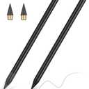 AUAUY Stylish Metal Pencil, 2PCS Premium Infinity pencil, Reusable Everlasting Pencil with 2 Replaceable Nibs for Writing Drawing Sketching, Unique Xmas Birthday Gift for Kids Student Adult Artists