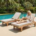 Fabuday Chaise Lounge Chair Cushions for Outdoor Furniture - 72 x 21 x 3 Inch Waterproof Patio Pool Sunbrella Lounger Pads Replacement with Removable Cover, Beige, Set of 2