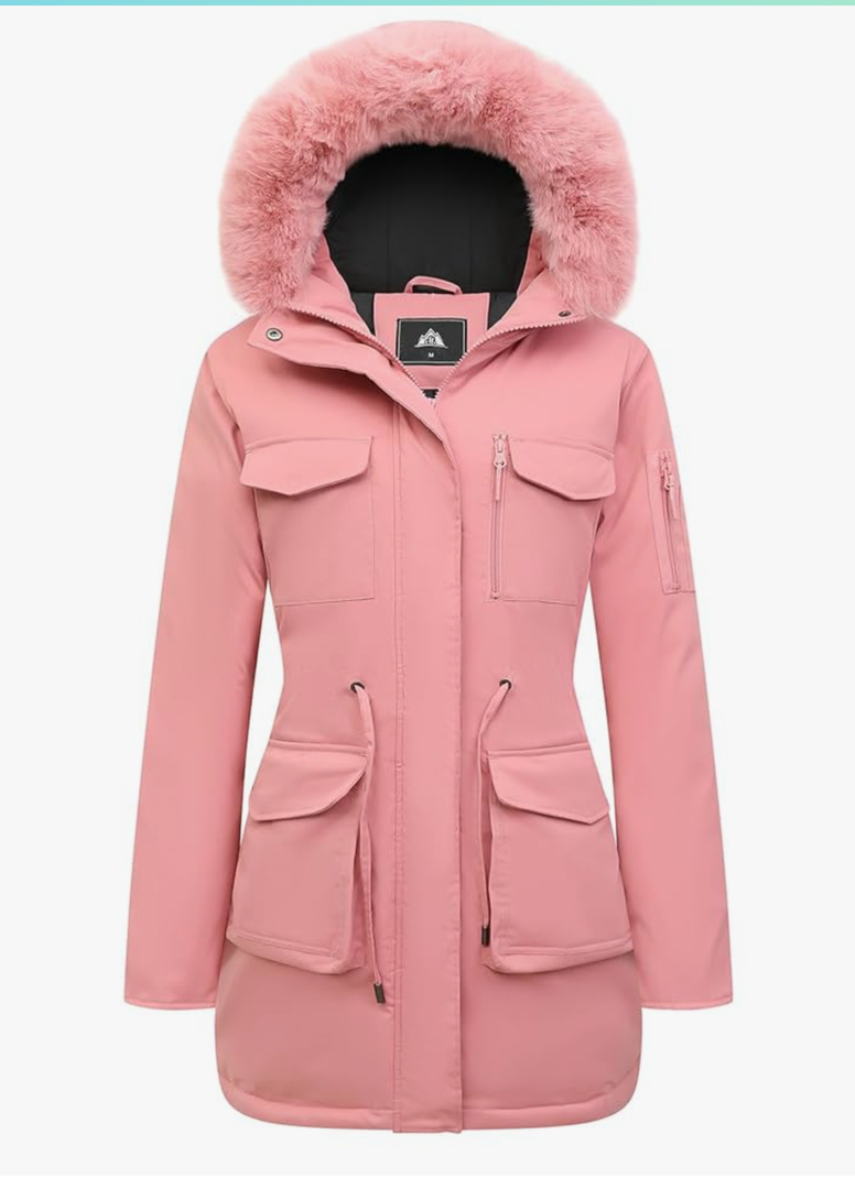 MOERDENG Women's Long Winter Coat Thickened Down Alternative Jacket Warm Puffer Jacket Waterproof Parka, Size: S