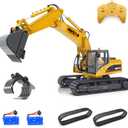 Mostop Remote Control Excavator Construction Toys - 15 Channel 3 in 1 RC Excavator with Metal Shovel - 2.4Ghz RC Construction Truck Vehicles with 2 Rechargeable Batteries, 2 Tracks