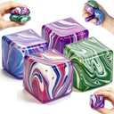 4 Pack Slow Rising Ice Cube Squishy Stress Cube, Sensory Squeeze Fidget Toys for Kids Adults, Anxiety Relief Hand Squishies, Classroom Prizes & Party Favor Fillers