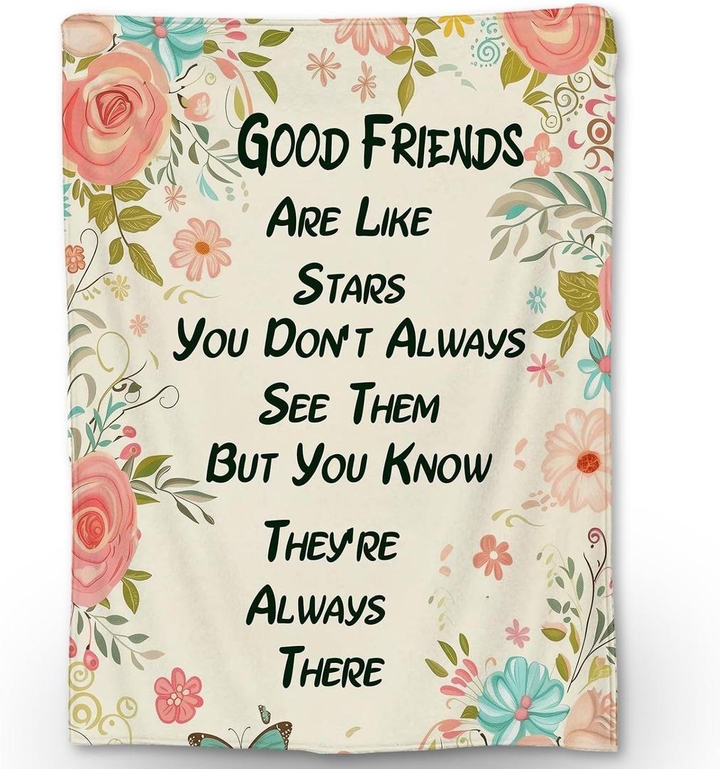 Friend Blanket, Soft Fuzzy Warm Lightweight Flannel Throw Blanket with Floral Frame, Ideal for Couch, Bed, Decor, Travel & Outdoor Use, for Adults Women 6050 in