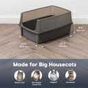 IRIS USA Cat Litter Box XX-Large Open Top with High Sided Walls Tall Scatter Shield Scoop Included Easy Clean Plastic Pan for Big Cats Kittens Multi-Cat Households 30" L x 20" W x 14" H Gray