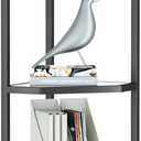 5-Tier Corner Shelf Stand, Black Corner Bookshelf, Bathroom Storage Rack Shelf, Plant Rack, Tempered Glass, Steel Frame, Modern Style for Living Room, Bathroom, Kitchen, Metallic Black