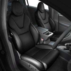 FREESOO Customized Seat Covers for Tesla Model X 6 Seats 2016 2017 2018 2019 Faux Leather Seat Covers Full Set Accessories, 3 Row - Black