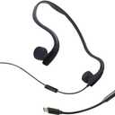 Bone Conduction Headphones Wired,Open-Ear Earphones with Microphone,3.5Mm /Type C Connector, IP68 Waterproof Earphones for Cycling Workouts Hiking,Black