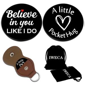 4 x Double-Sided Pocket Hug Token Men Mens Stocking Stuffers for Women Token Coin Teen Boys Girls Fun Engraved with Leather