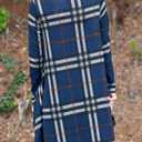 MIROL Women's Long Sleeve Plaid Color Block Casual Swing Loose Fit Tunic Dress (Blue, XL)