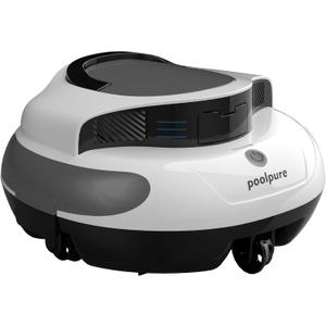 PoolPure Aquaguard SE II 2025 Upgrade Cordless Robotic Pool Cleaner with 5000mah Big Battery, 120-Min Runime, Two Adjustable Path Planning Methods, Ideal Pool Vacuum Robot for Above-Ground Pool (Classic White)