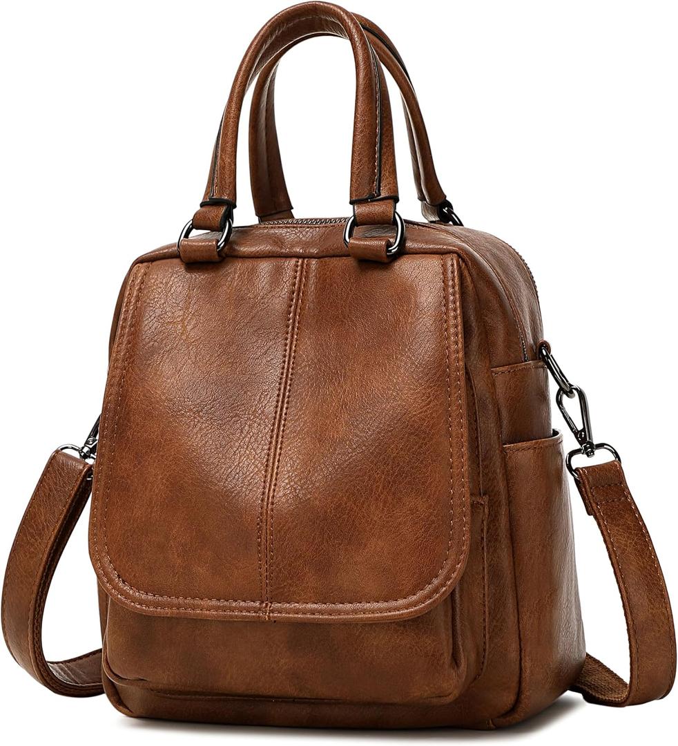 sqlp Small Backpack Purse for Women Fashion Daily Use Purses Back Pack Travel Shoulder Bags (Brown)