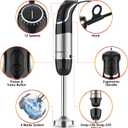 Blackcow Corded Immersion Blender Handheld for Kitchen,Stainless Steel Emulsion Blender Handheld with Hook,Electric Hand Mixer with 12-Speed&Turbo,for Smoothie,Soup,Baby Food and Drinks