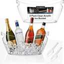 2-Pack Clear Acrylic Ice Buckets for Parties (5.5L Each) Large Plastic Beverage Tubs with Scoops Wine Bucket Chiller for Parties, Drink Buckets for Outdoor Events, Mimosa Bar, BBQ