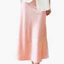 Women's Lightweight Breathable Midi Skirt A-Line Design Casual Wear Light Pink M