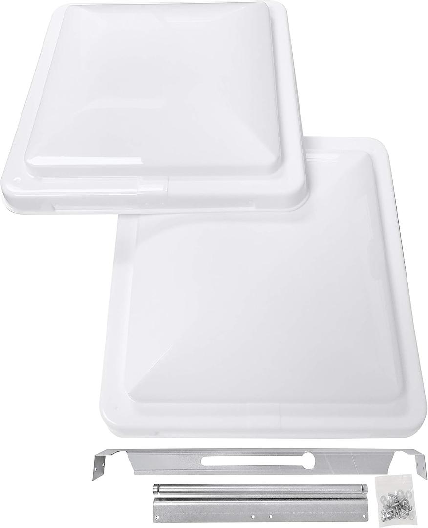 14 Inch Universal RV Roof Vent for Trailer, Camper, Motorhome - RV Vent Covers for Roof - OEM Lid Replacement (14 x 14 White 2-Pack)