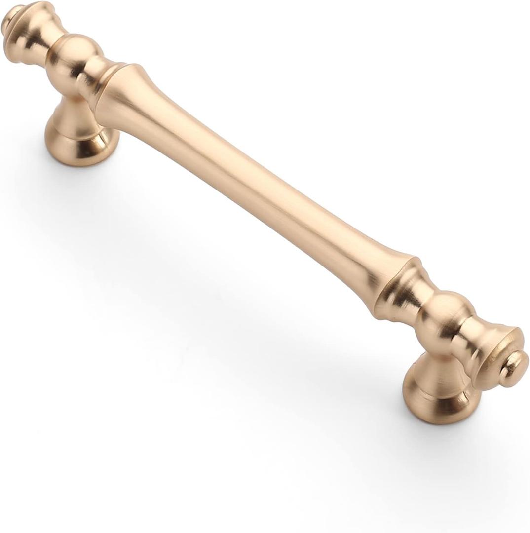 Asidrama 10 Pack 3.75 Inch(96mm) Brushed Brass Kitchen Cabinet Handles, Gold Cabinet Pulls Kitchen Cabinet Hardware for Cupboard Drawer Pulls