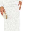 ZESICA Women's Spring Floral Off Shoulder Bodycon Maxi Dresses 2026 Long Sleeve Ruched Elegant Cocktail Party Dress, Small