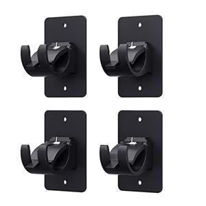 3 Pieces Self Adhesive Curtain Rod Bracket, Universal Plastic Curtain Rod Holders, No Drill Curtain Rod Brackets Curtain Rod Hooks for Bathroom, Bedroom, Livingroom, Kitchen (Black)