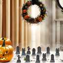 12PCS Mini Tombstones for Halloween Decoration, Resin Miniature Gravestones for Terrarium, Mini Headstones, Small Graveyard Set, Gothic Cemetery Figurines for Haunted House, Tabletop Displays (Black)