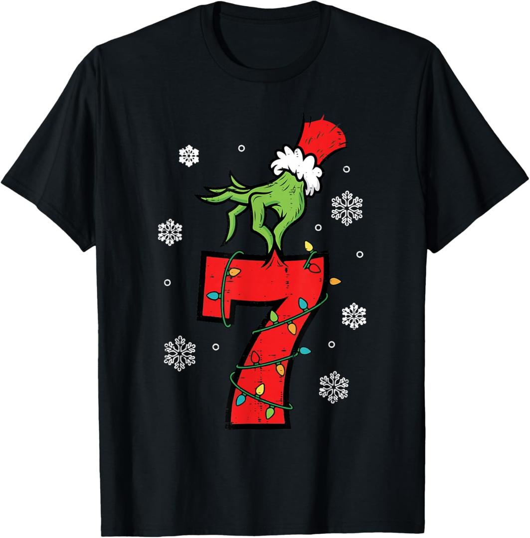 Number 7 Matching 67 Meme 6 7 Christmas Boys Youth Kids T-Shirt