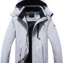 Men's Ski Jacket Warm Winter Waterproof Windbreaker Hooded Raincoat Snowboarding Jackets (Gray, XXL)