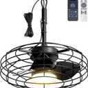 Coolbull 20 Inch Outdoor Ceiling Fans with Light, IP63 Waterproof Gazebo Fan with Hanging Hook, Plug in Caged Ceiling Fan, Remote&APP Control, 3 CCT, 6 Speeds for Patio, Pergola, Canopy, Black