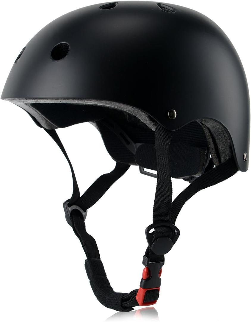 Kids Bike Helmet, Adjustable and Multi-Sport, from Toddler to Youth, 3 Sizes (Large: 57-61 cm / 22.4"-24", Black)