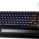 LEMOKEY P1 HE 75% Wireless Custom Mechanical Gaming Keyboard with Gateron Double-Rail Magnetic Switches Knob Version, QMK 2.4 GHz Bluetooth 5.2 RGB Backlight Compatible with Mac Windows Linux-Black (Shine-Through-Black)