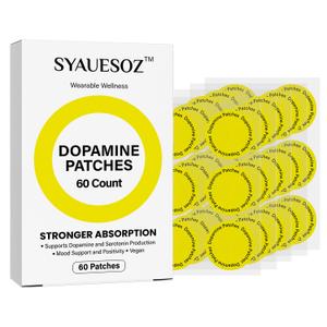 Dopamine Patches,Vegan Mood Support Patches,Patch Cosmetic,Natural Ingredients Patch,60 Count (Pack of 1)