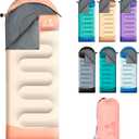 Sleeping Bags for Adults Kids - 3 Season Cold&Warm Weather Waterproof Camping Sleeping Bags - Lightweight Sleeping Bags for Camping Hiking Outdoor Travel (Pink&Gray)