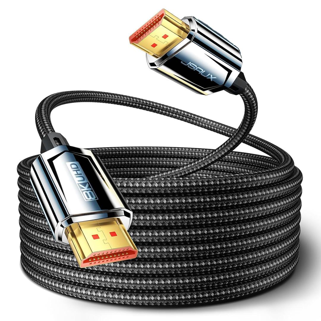 JSAUX 8K@60Hz HDMI Long Cable 16FT, 48Gbps HDMI 2.1 Ultra High Speed HDMI Cable, (8K@60Hz 4K@144Hz) HDMI Cord, eARC HDR10 HDCP 2.2 & 2.3 3D, Compatible with PS5/HDTV/Xbox/Roku TV/Monitor/Blu-ray